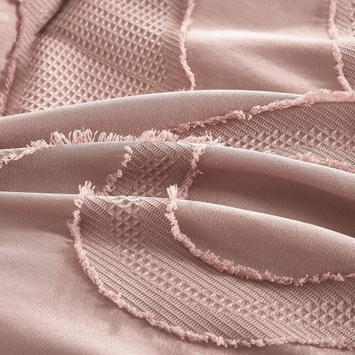ESCA Juego de Edredon Inara Rosa Rubor de 7 Piezas, Juego de Ropa de Cama Jacquard con Clips - Tamaño King/California King - Imagen 3