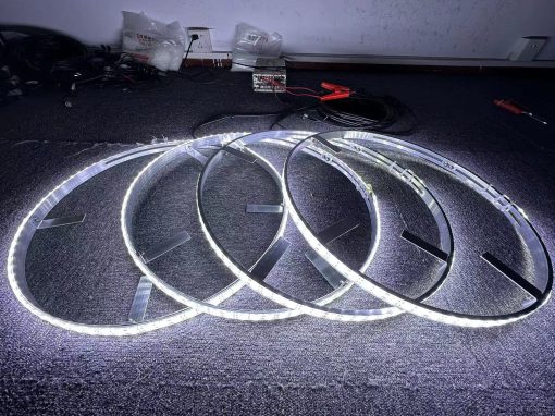 Luces de Aro de Rueda LED Iluminadas en Blanco Puro de Doble Fila Sando Tech 15.5'' Interruptor de Balancin / Control Remoto Luces Brillantes Blancas Solidas Intermitentes para Llantas de Coche de Camion (15.5 PULGADAS Doble Fila) - Imagen 4