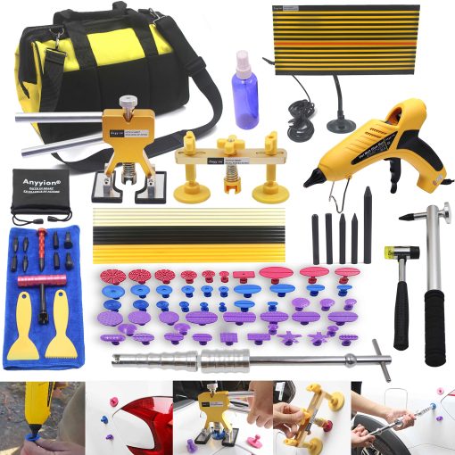 Anyyion 98pcs Kits de Reparacion de Abolladuras sin Pintura,Herramientas de Reparacion de Abolladuras de Carro Kit de Eliminacion de Granizo para Abolladuras de Carro & Removedor de Abolladuras（Juego de Inicio Completo）