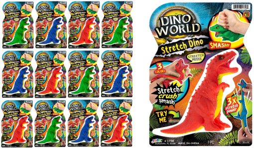 JA-RU Juguetes de Dinosaurios Elasticos y Esponjosos para Ninos (12 Unidades) Pequenos Juguetes de Dinosaurio T Rex. Juguetes Antiestres. Favores de Fiesta de Dinosaurios, Premios de Cofres del Tesoro, Rellenos de Bolsas de Regalos. 1758-12s