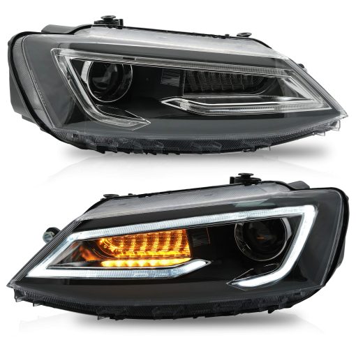 Faros delanteros VLAND para Volkswagen Jetta 2012-2018 (NO apto para GLI) con DRL, luz LED frontal con senal de giro secuencial, faro Plug-n-Play