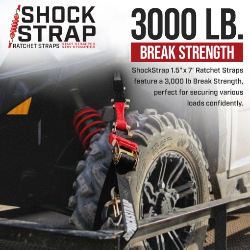 SHOCKSTRAP 7RSBK4PKP Amarre con Trinquete y Absorbedor de Impactos Integrado, 1.5" x 7' Correa de Seguridad de Poliester Negro, Paquete de 4 - Imagen 5