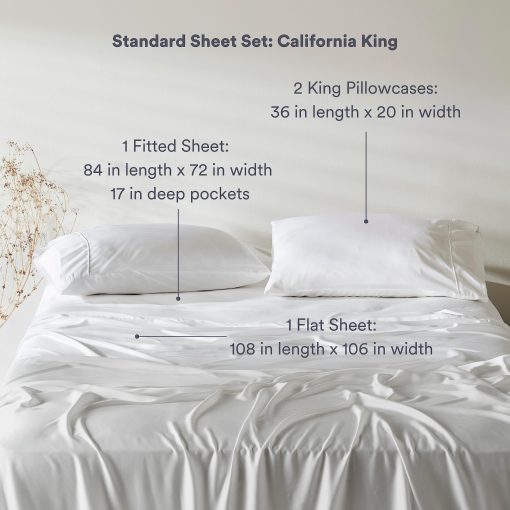 Juego de sabanas estandar ettitude 100% Lyocell de bambu organico, Ocean (Azul), Cal King, Sabanas transpirables, Ropa de cama, Sostenible, Saten, Tejido de origen vegetal, Suave como la seda, Bolsillos profundos - Imagen 3