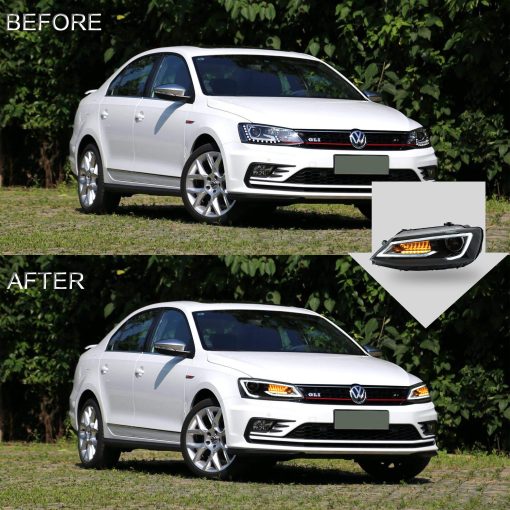 Faros delanteros VLAND para Volkswagen Jetta 2012-2018 (NO apto para GLI) con DRL, luz LED frontal con senal de giro secuencial, faro Plug-n-Play - Imagen 5