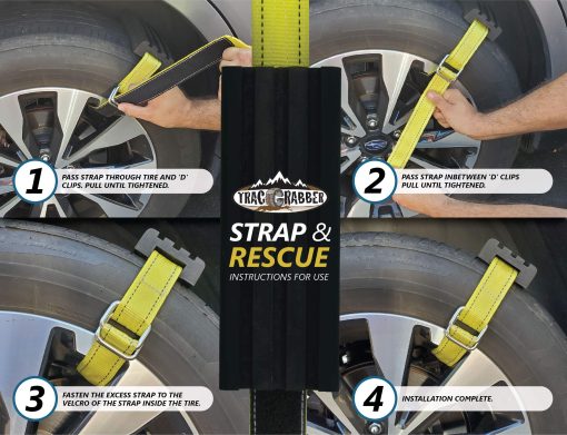 Dispositivo de Traccion de Neumaticos TRACGRABBER para Neumaticos Sobredimensionados en Camiones/SUVs, Set de 4 - Hecho en EE.UU., Facil de Instalar, Salgase Rapidamente de Nieve, Barro y Arena - Una Alfombrilla de Traccion para Nieve o Alternativa a las Cadenas de Neumaticos - Imagen 6