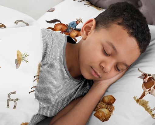 Set de Comforter Queen Sweet Jojo Designs Western Cowboy para Ninos Jovenes y Adultos - Estampado de Vaquero Occidental con Taupe y Blanco - 3 Piezas - Imagen 4