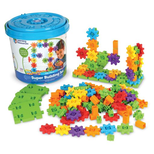Set de Construccion Learning Resources Gears! Gears! Gears! Super Building Toy, Juguetes STEM, Juguetes de Construccion, Engranajes para Ninos, 150 Piezas, Edades 3+