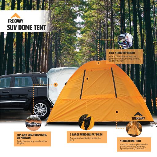 Tienda de campana instantanea Trekway SUV Dome w/Attachment | 9' x 9' | Capacidad para hasta 7 personas | para SUV | Crossover | Minivan - Imagen 3