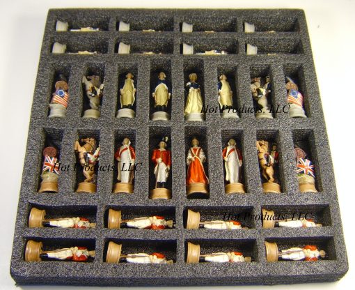 Juego de Ajedrez de la Guerra de Independencia Americana con Tablero de Cerezo y Madera de Cerezo Burl de 18 pulgadas - Imagen 5