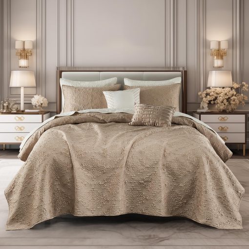 Juego de Edredon de Seda Satinada Maravillosa 5 Piezas Lujo Fundas Nordicas Reversibles Bordado Damasco Floral Paisley Patron Ligero Cubrecamas Set de Ropa de Cama con Funda de Almohada y Fundas de Almohada - Imagen 3