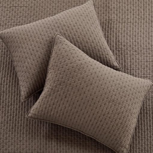 Set de Edredon Levtex Home - Cruz de Punto de Cocoa - 100% Algodon - Edredon King/Cal King (106x92 pulg.) + 2 Fundas King (36x20 pulg.) - Reversible - Tela de Algodon - Imagen 4