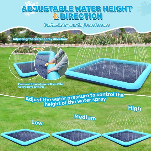 Bilibara 107'' Splash Pad para Perros, Aspersor Antideslizante para Ninos, Plaza Splash Pad para Ninos de 4 a 8 Anos, Splash Pads para Ninos Pequenos de 1 a 3 Anos, Piscina Poco Profunda Aspersor para Perros, Juguetes de Agua al Aire Libre para el Patio Trasero, Azul Verdoso - Imagen 5