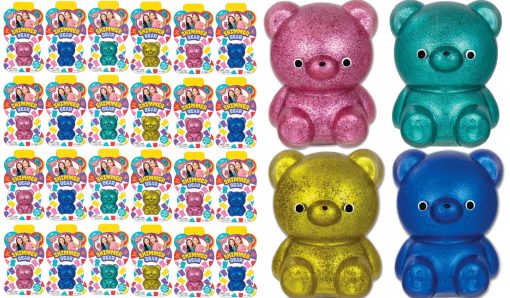Juguete de Oso de Goma Elastico JA-RU (24 Ositos Variados) Brillante y Brillante Juguete Sensorial Squeeze Squishy Bear, Juguete Fidget Ball para Ninos y Ninas, Gran Regalo de Fiesta 4340-24s