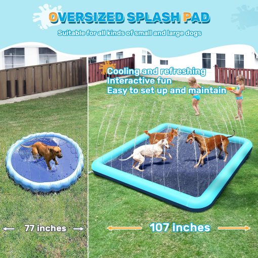 Bilibara 107'' Splash Pad para Perros, Aspersor Antideslizante para Ninos, Plaza Splash Pad para Ninos de 4 a 8 Anos, Splash Pads para Ninos Pequenos de 1 a 3 Anos, Piscina Poco Profunda Aspersor para Perros, Juguetes de Agua al Aire Libre para el Patio Trasero, Azul Verdoso - Imagen 4
