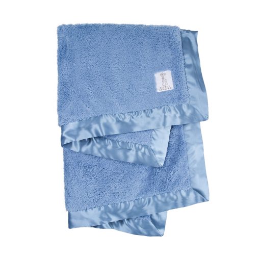 Little Giraffe Chenille Throw Blanket - Manta suave para el hogar para sofa - Manta de piel sintetica de lujo con ribete de saten - 45 x 59 - Azul maiz
