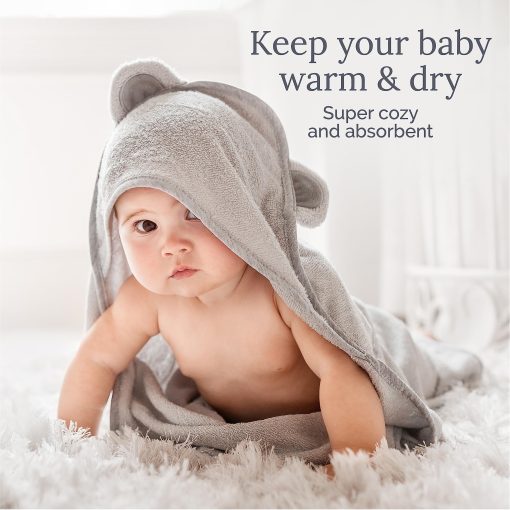 Toalla con Capucha para Bebe Natemia - Toalla de Bano de Lujo Ultra Suave con Diseno de Animal - Toalla con Capucha de Bambu para Bebes Recien Nacidos a Ninos Pequenos - Hecho en Turquia - Regalos Perfectos para Bebes - Oso Blanco - Imagen 5