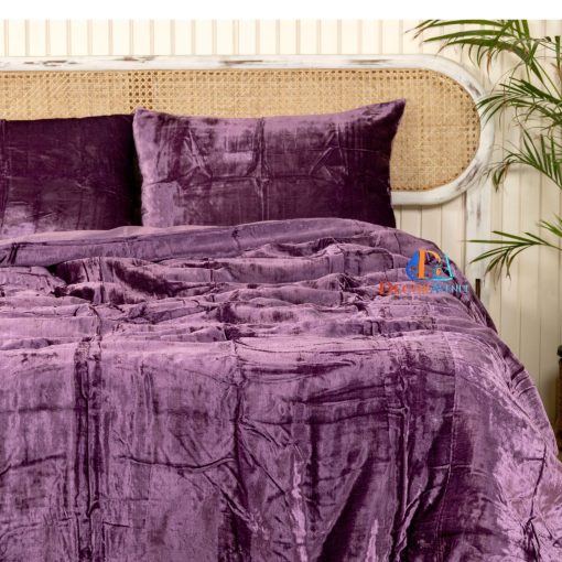 Funda de Edredon de Terciopelo Solido Ultra-Luxe DecorAvenue, Ropa de Cama Boho UO Funda de Edredon Conforter, Juego de 3 Piezas, Juego de Ropa de Terciopelo (Morado, Full 80" x 90") - Imagen 2