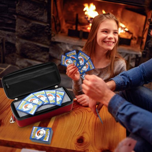 Estuche para llevar tarjetas Quiver Time Red Bolt - Soporte para tarjetas de juego para cartas coleccionables, Estuche para cartas MTG, Caja para guardar cartas de juego con correa para la muneca y el hombro, separadores y 100 fundas Apollo - Imagen 6