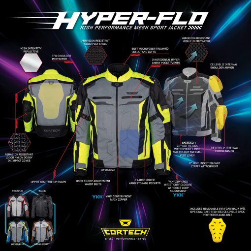 Chaqueta de moto con proteccion para hombre Cortech Hyper-Flo Air - Imagen 4