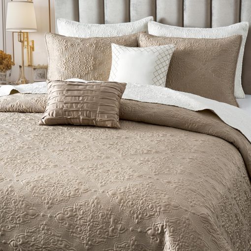 Juego de Edredon de Seda Satinada Maravillosa 5 Piezas Lujo Fundas Nordicas Reversibles Bordado Damasco Floral Paisley Patron Ligero Cubrecamas Set de Ropa de Cama con Funda de Almohada y Fundas de Almohada - Imagen 2