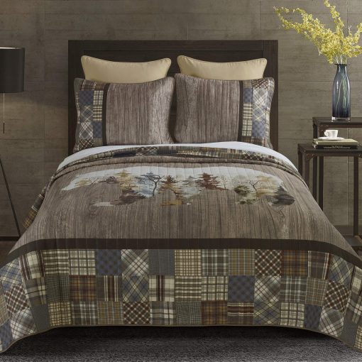 Juego de Ropa de Cama King de Donna Sharp - 3 Piezas - Juego de Colchas Chimera Bear Lodge con Colcha King y Fundas de Almohada King - Lavable a Maquina - Imagen 2