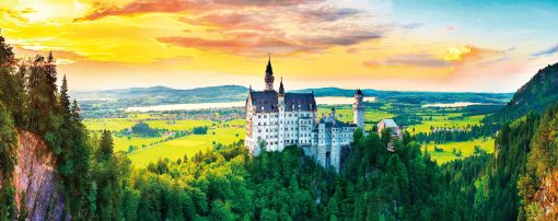 Rompecabezas panoramico Pintoo 4000 piezas para adultos - Atardecer del Castillo Neuschwanstein, Alemania - Puzzle plastico hermoso para decoracion del hogar Zero Dust Almacenamiento facil [H2318]