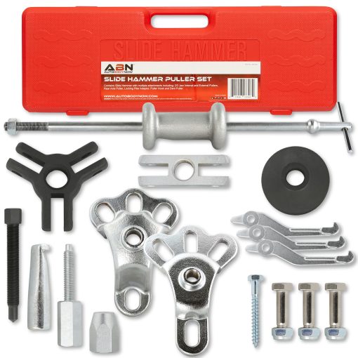 Juego de Extractor de Martillo Deslizante ABN para Remocion de Rodamiento de Rueda con Accesorios de Martillo Deslizante - Kit de Reparacion de Abolladuras del Cubo de la Rueda