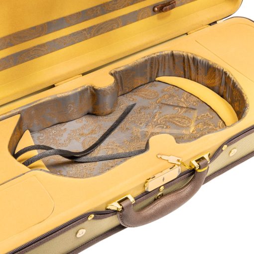 Estuche de Violin con Cubierta Dura Profesional MI&VI NF-9001 4/4 (Tamano Completo) Interior de Seda de Lujo | Espuma de Alta Densidad | Ligero | Forma Oblonga | Correas Ajustables | Higrometro | Termometro (Beige) - Imagen 6