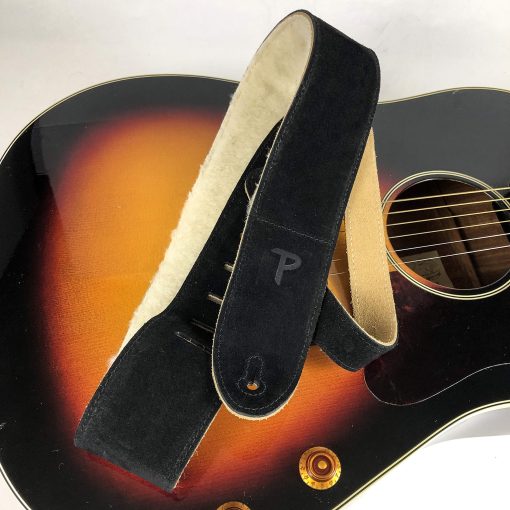 Correa de Guitarra de Gamuza con Almohadilla de Piel de Oveja, Negra, Anti-Deslizante, Clasica, Apta para Todos los Niveles, Extra Larga, de 41" a 56" Pulgadas, Compatible con Todos los Sistemas de Bloqueo de Botones - Imagen 4