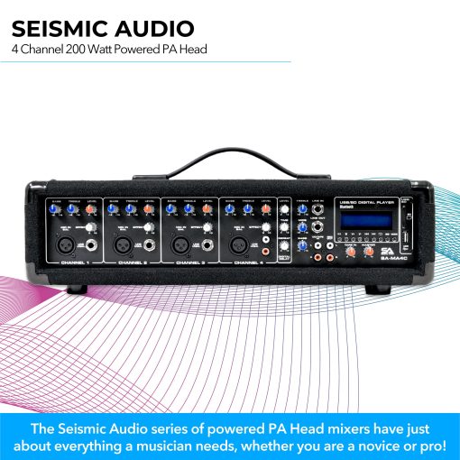 Mezclador de Cabezal PA con Bluetooth y Efectos de 4 Canales y 200 Vatios de Seismic Audio - SA-MA4C - Imagen 3