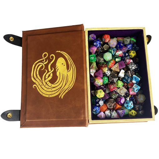 Fantasydice Bandeja de Dados en Forma de Libro Dorado/Morado Cthulhu para Todos los Juegos de Mesa de Rol como D&D, Call of Cthulhu, Shadowrun. - Imagen 2