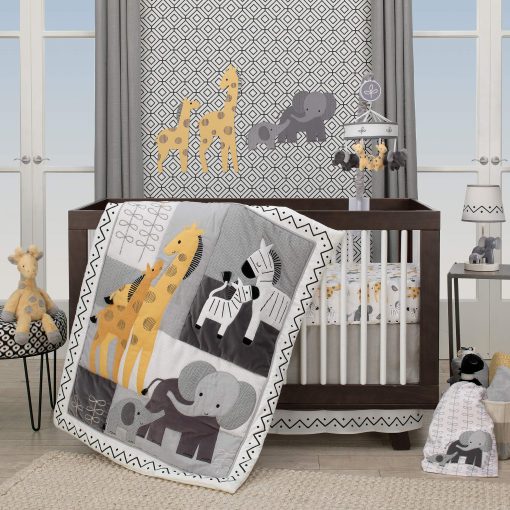Lampara de vivero de elefantes blanco/gris Me & Mama de Lambs & Ivy con pantalla y bombilla - Imagen 4