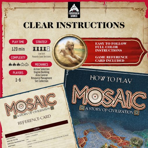 Mosaic: Un juego de civilizacion - Juego de mesa estrategico para adultos y familias | Rapido, Divertido, de Seleccion de Acciones y Control de areas | 1-6 Jugadores | Edades 14 y mas | 120 Minutos | por Forbidden Games - Imagen 3