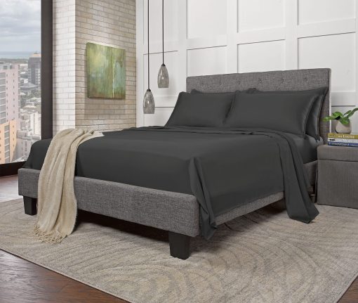Juego de sabanas de cama Stylinen 100% Organicas de Eucalipto Tamaño Queen 4 Piezas, Lyocell de Tencel, Suaves y Sedosas, Transpirables, Bolsillos Profundos de 16 Pulgadas, 1 Ajustable, 1 Plana, 2 Fundas de Almohada (Queen, Carbon) - Imagen 3