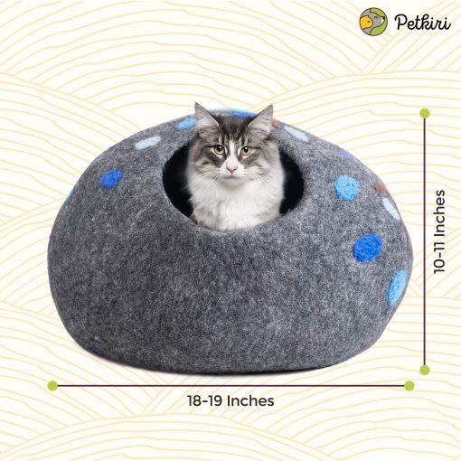 Cama para Gatos y Gatitos de Lana Fieltro Hecha a Mano PETKIRI - Lana 100% Natural (Uvas de Medianoche) - Imagen 2