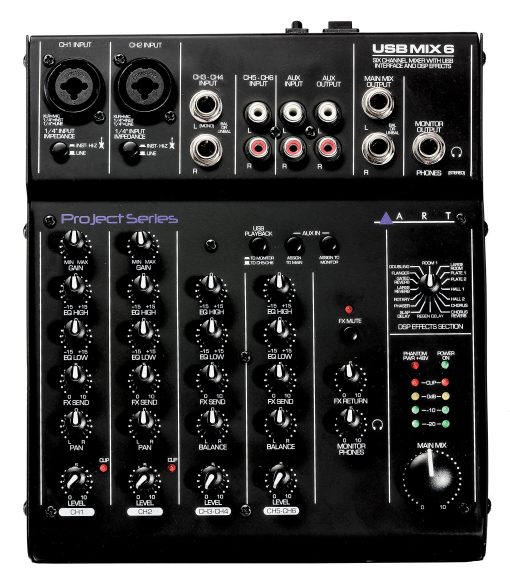 Mixer de Seis Canales/Interfaz de Audio USB ART USBMix6 - Imagen 3