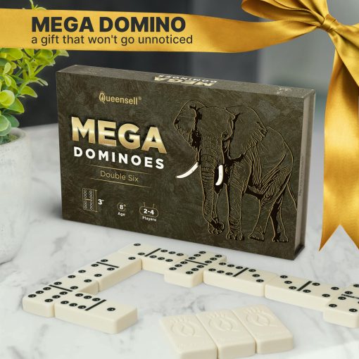 Conjunto de Mega Domino tamano Grande de 3" para Adultos y Ninos - Juegos de Mesa Clasicos de Domino Doble 6 - Set de Domino Doble Seis con 28 Fichas y Estuche de Regalo, Juegos de Mesa (MEGA) - Imagen 6
