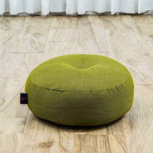Set de cojin de meditacion Leewadee ? 1 cojin pequeno de yoga Zafu y 1 pequena alfombra enrollable Zabuton llenos de Kapok, Verde - Imagen 5