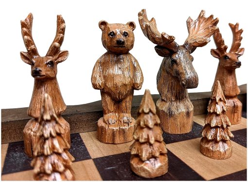 Juego de Ajedrez de Bosque - Tablero de Ajedrez de Madera - Bonito Juego de Ajedrez para Adultos - Juego de Ajedrez Exotico para Decoracion de Cabana de Montana - Imagen 6