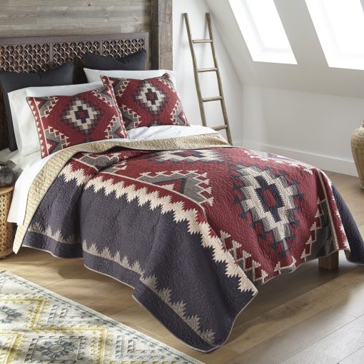 Juego de Cama King Donna Sharp - 3 Piezas - Set de Colcha Southwest Roja Mojave con Colcha King y Dos Fundas de Almohada King - Lavable a Maquina - Imagen 7
