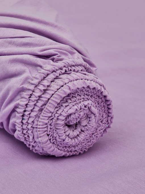 Juego de Sabanas y Fundas de Almohada de Lino Europeo WHOLEWOOLS - Juego de Sabanas de Lino Natural ? Juego 4 Pzas Ultra Suave, (2 Protectores de Almohada, Sabana Ajustable y Sabana de Cama) (King, Violeta) - Imagen 4