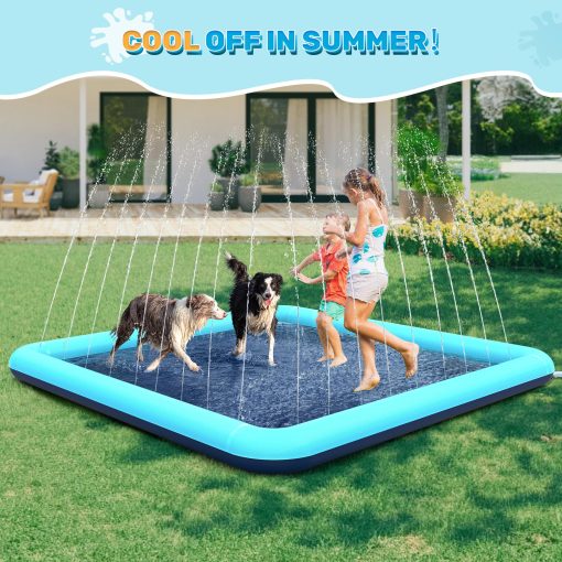 Bilibara 107'' Splash Pad para Perros, Aspersor Antideslizante para Ninos, Plaza Splash Pad para Ninos de 4 a 8 Anos, Splash Pads para Ninos Pequenos de 1 a 3 Anos, Piscina Poco Profunda Aspersor para Perros, Juguetes de Agua al Aire Libre para el Patio Trasero, Azul Verdoso - Imagen 7