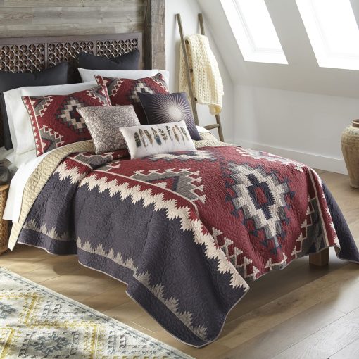 Juego de Cama King Donna Sharp - 3 Piezas - Set de Colcha Southwest Roja Mojave con Colcha King y Dos Fundas de Almohada King - Lavable a Maquina - Imagen 2