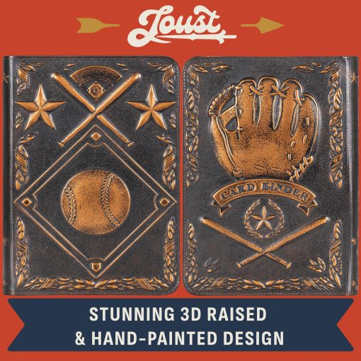 Carpeta de tarjetas de beisbol: impresionante carpeta de cuero PU en relieve 3D y coloreada a mano - album de 9 bolsillos con cremallera - Libro de mangas de carga lateral de 360 para tarjetas de beisbol de intercambio - Funciona con Topps, Bowman, Panini.. - Imagen 3