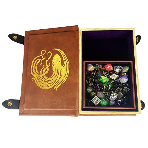 Fantasydice Bandeja de Dados en Forma de Libro Dorado/Morado Cthulhu para Todos los Juegos de Mesa de Rol como D&D, Call of Cthulhu, Shadowrun. - Imagen 3