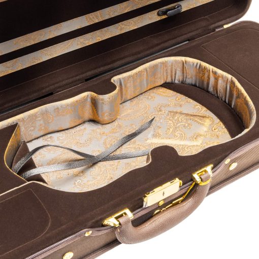 Estuche rigido para violin MI&VI NF-9001 4/4 (tamano completo) Interior de Seda de Lujo | Espuma de Alta Densidad | Bolsillo para Partituras | Correas Ajustables | Higrometro | Termometro (Marron) - Imagen 6