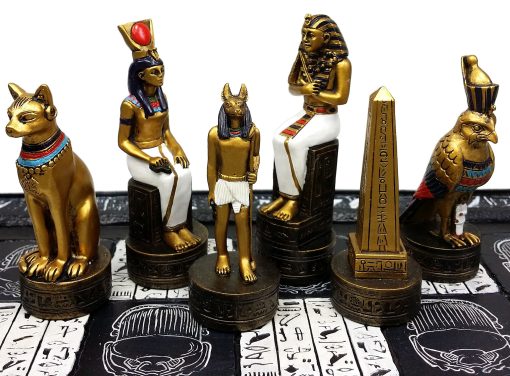 Juego de Ajedrez Egipcio de Anubis HPL en Oro y Plata con Hombres Pintados W / 16" Tablero Jeroglifico - Imagen 3
