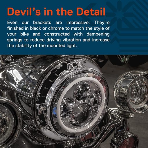 Faros LED de 7 pulgadas TRUE MODS con Luz de Paso de 4.5 pulgadas para Harley Davidson + Soporte de Montaje [Acabado Cromado] [4500 lm] [Plug n Play] Touring Dyna Electra Glide Road King Softail Fatboy Road Glide Street Glide - Imagen 4