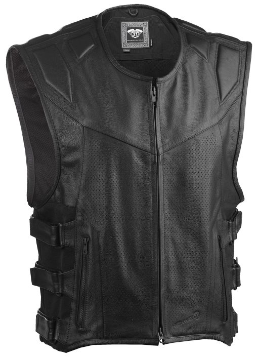 Chaleco de Cuero para Motocicleta Highway 21 Blockade para Hombres con Bolsillo Oculto para Portar Arma PE Negro Talla XL
