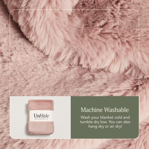 UnHide Marshmallow - Manta de Piel Sintetica - Peso Pesado, Manta Extra Suave - Hecha de Materiales Reciclados - Lavable a Maquina - Mediana (60" x 80") - Rosy Baby - Imagen 3